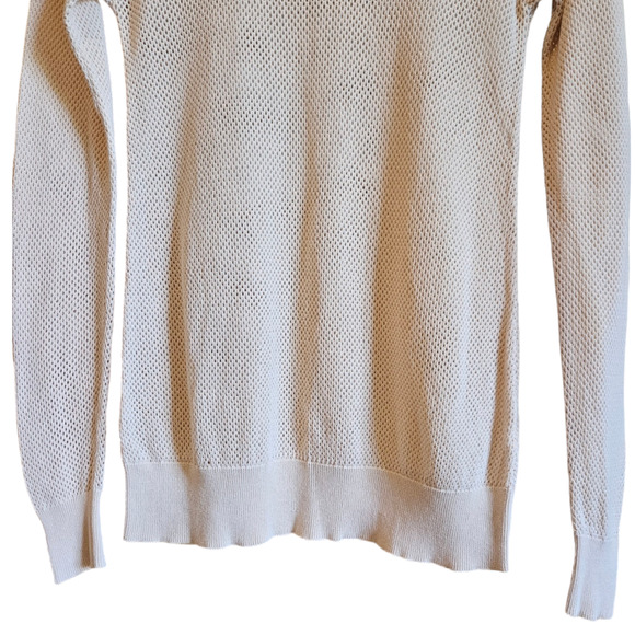 Zara Knit Netted Crochet Long Sleeve Sweater Cream Women's Small - Picture 4 of 7